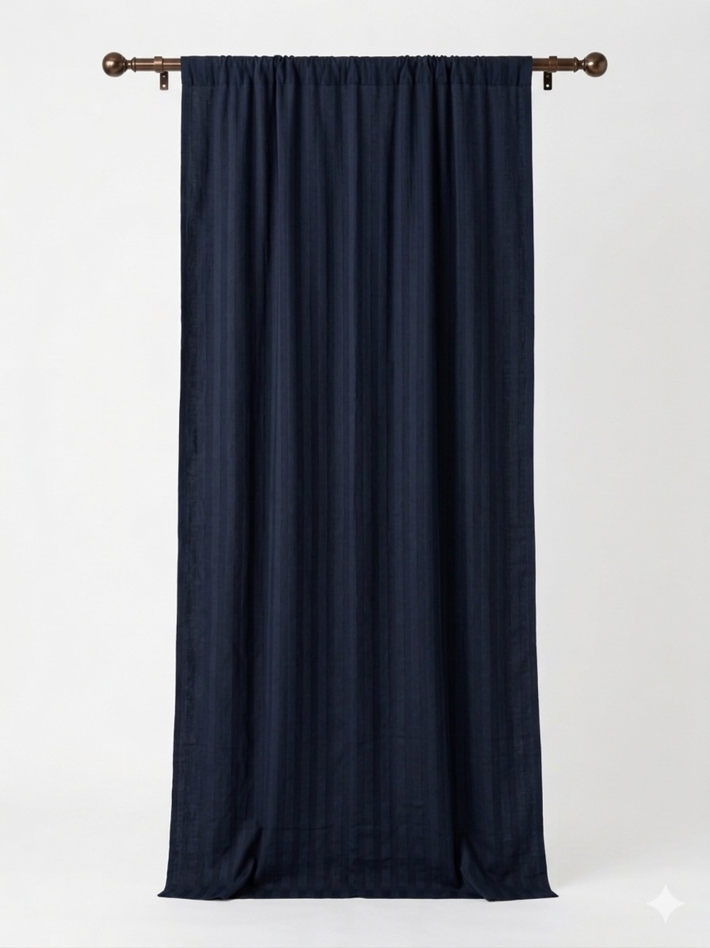 CB2 Linen Blend Track Black Striped Curtain Panel 48x108